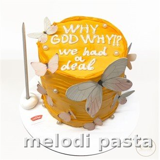 Kelebekli Yazılı Pasta