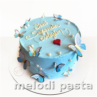 Kelebekli Yazılı Pasta