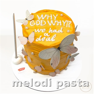 Kelebekli Yazılı Pasta